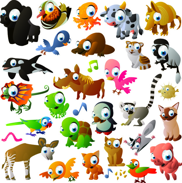free vector Cute cartoon animal images vector